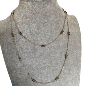 Artisan 925 Silver Metal Chain peridot green crystal minimalist necklace NEW